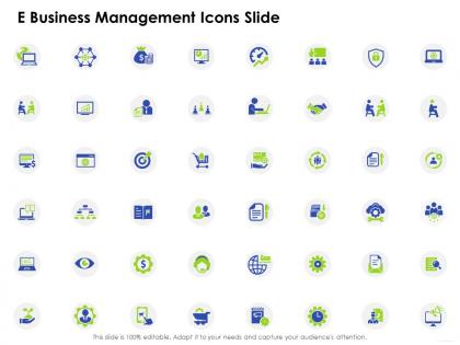 E business management icons slide ppt icons
