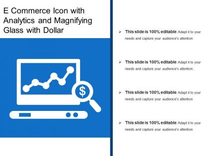 E commerce icon with analytics and magnifying glass with dollar