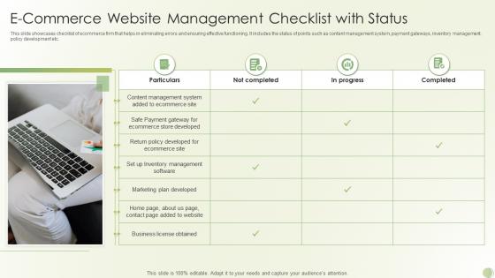 E Commerce Website Management Checklist With Status