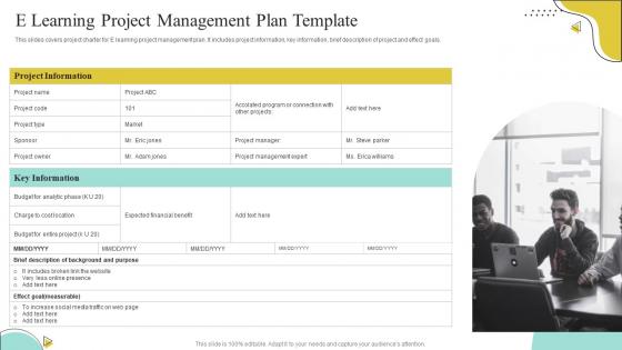 E Learning Project Management Plan Template