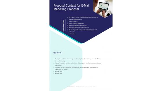 E Mail Marketing Proposal For Proposal Context One Pager Sample Example Document