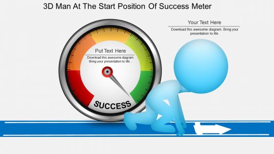 Ea 3d man at the start position of success meter powerpoint template