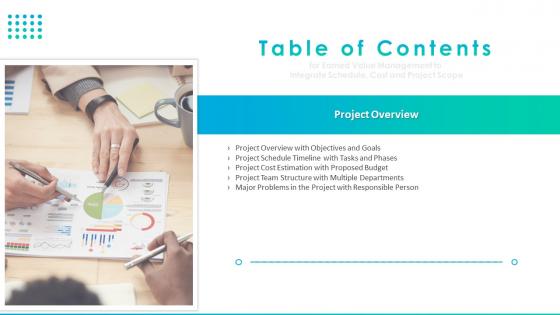 Earned Value Management To Integrate Project Overview For Table Of Contents