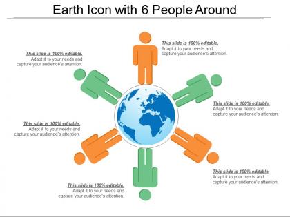 Earth icon with 6 people around