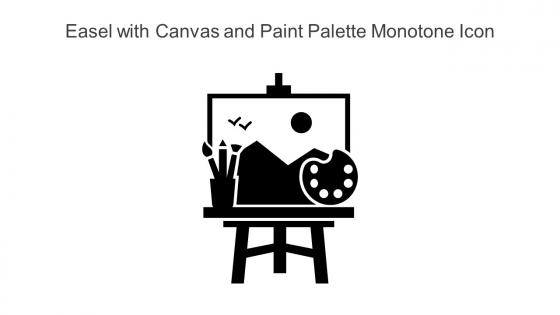 Easel With Canvas And Paint Palette Monotone Icon
