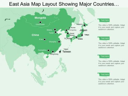 East asia map layout showing major countries and cities