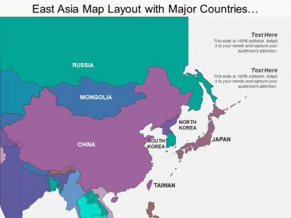 East asia map layout with major countries showing china and taiwan