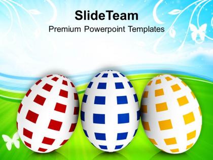 Easter day three different colored eggs powerpoint templates ppt backgrounds for slides