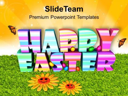 Easter holiday happy theme with 3d powerpoint templates ppt backgrounds for slides