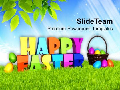 Easter holiday happy theme with multicolored eggs powerpoint templates ppt backgrounds for slides