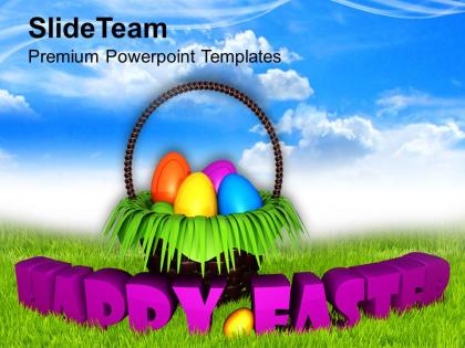 Easter holiday happy wishes with bright sky theme powerpoint templates ppt backgrounds for slides