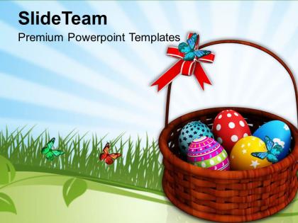 Easter prayer bright eggs in basket with bow celebration powerpoint templates ppt backgrounds for slides