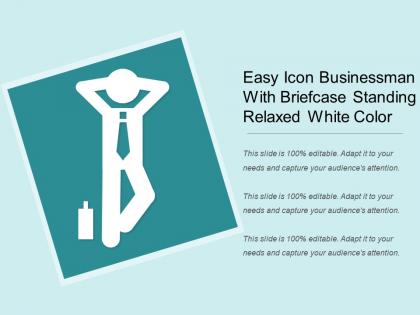 Easy icon businessman with briefcase standing relaxed white color