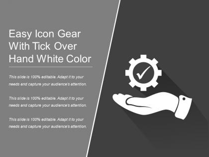 Easy icon gear with tick over hand white color