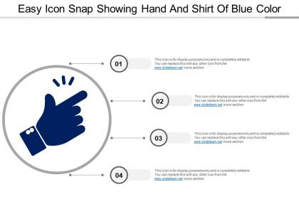 Easy icon snap showing hand and shirt of blue color
