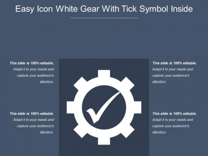 Easy icon white gear with tick symbol inside