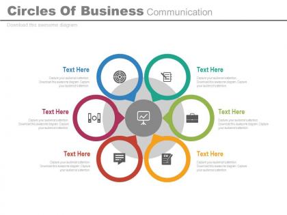 Eb six circles of business communication flat powerpoint design