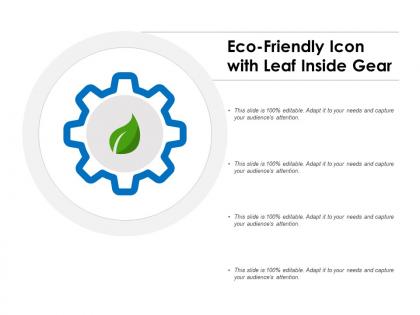 Eco friendly icon with leaf inside gear