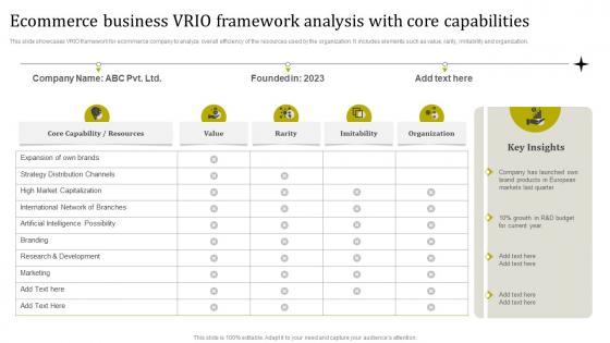Ecommerce Business Vrio Framework Analysis With Core Capabilities