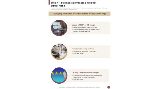 Ecommerce Strategy Playbook Step 4 Building Ecommerce Product One Pager Sample Example Document