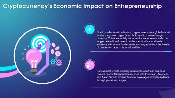 Economic Impact Of Cryptocurrencies On Entrepreneurship Training Ppt