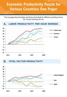 Economic productivity puzzle for various countries one pager presentation report ppt pdf document