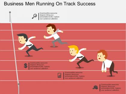 Ed business men running on track success flat powerpoint design