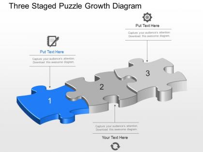 Ed three staged puzzle growth diagram powerpoint template slide