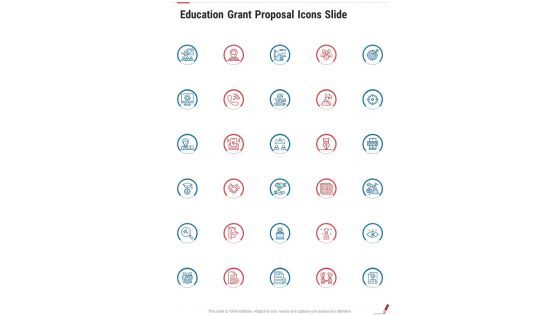 Education Grant Proposal Icons Slide One Pager Sample Example Document