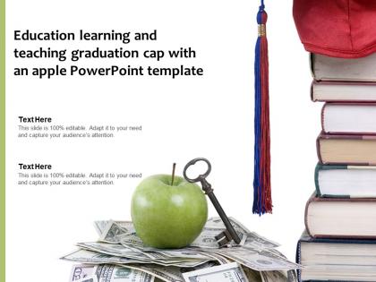 Education learning and teaching graduation cap with an apple powerpoint template
