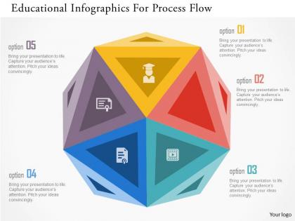 Educational infographics for process flow flat powerpoint design