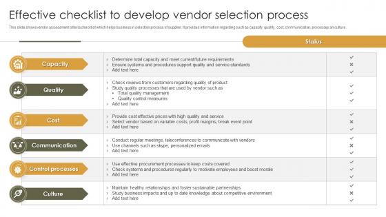 Effective Checklist To Develop Vendor Selection Process