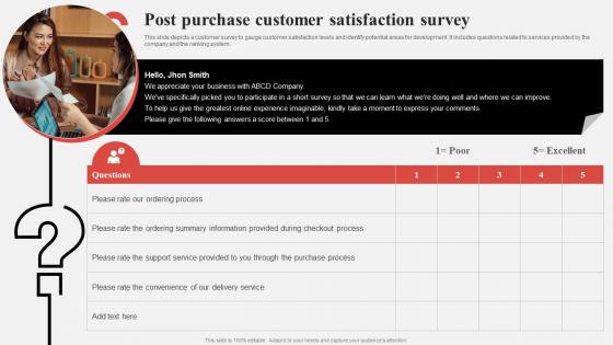 Effective Consumer Engagement Plan Post Purchase Customer Satisfaction Survey