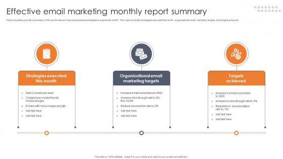 Effective Email Marketing Monthly Report Summary