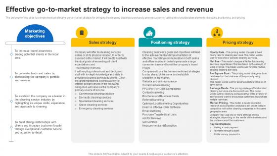 Effective Go To Market Strategy To Increase Sales And Revenue Janitorial Service Business Plan BP SS