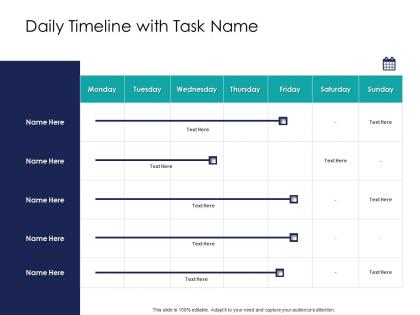 Effective leadership management styles approaches daily timeline with task name ppt slides