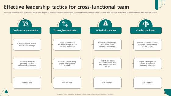 Effective Leadership Tactics For Cross Functional Team