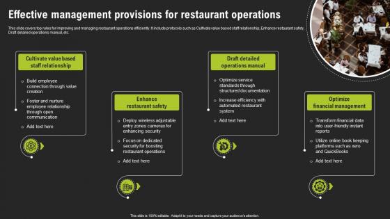 Effective Management Provisions For Restaurant Operations