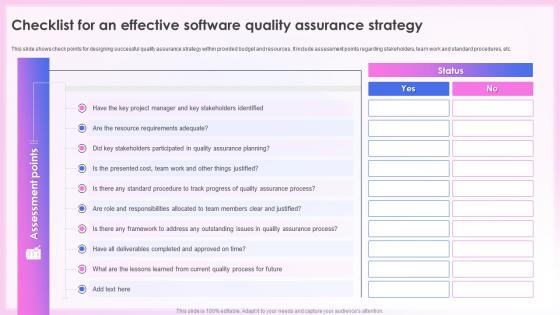 Effective Quality Assurance Strategy Checklist For An Effective Software Quality Assurance Strategy