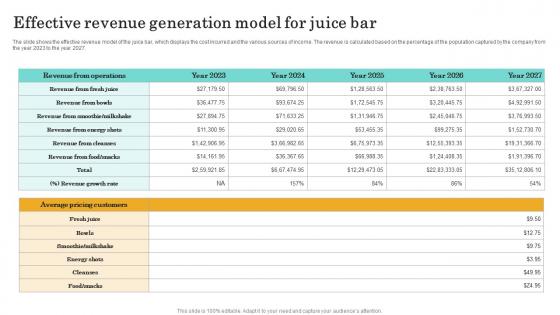 Effective Revenue Generation Model Nutritional Beverages Business Plan BP SS