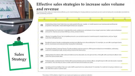 Effective Sales Strategies To Increase Sales Volume Office Stationery Business BP SS