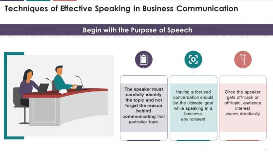 Effective Speaking Technique Begin With Purpose Of Speech Training Ppt