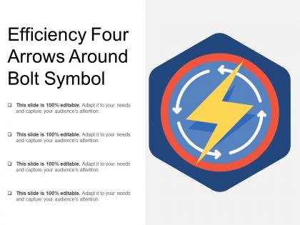Efficiency four arrows around bolt symbol