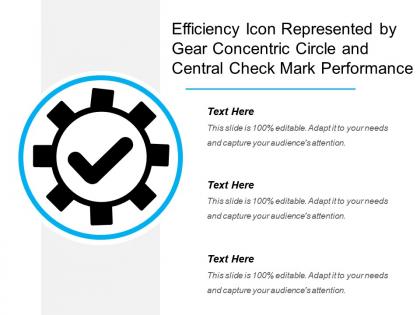 Efficiency icon represented by gear concentric circle and central check mark performance