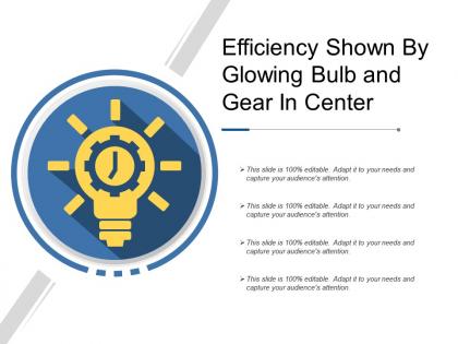 Efficiency shown by glowing bulb and gear in center