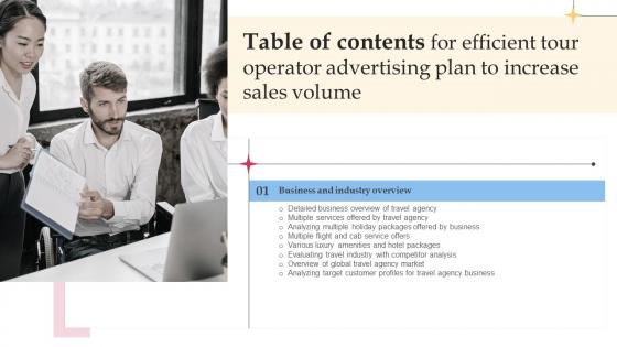 Efficient Tour Operator Advertising Plan To Increase Table Of Contents Strategy SS V