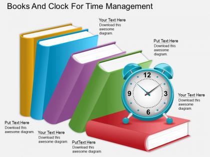 Eg books and clock for time management powerpoint template