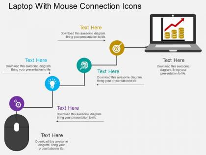 Eg laptop with mouse connection icons flat powerpoint design