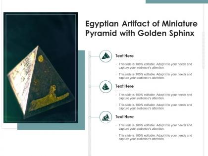 Egyptian artifact of miniature pyramid with golden sphinx