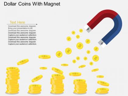 Eh dollar coins with magent flat powerpoint design